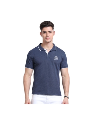 Greys&Blues EcoBlend Polo Tshirt- Navy Melange with White Tipping